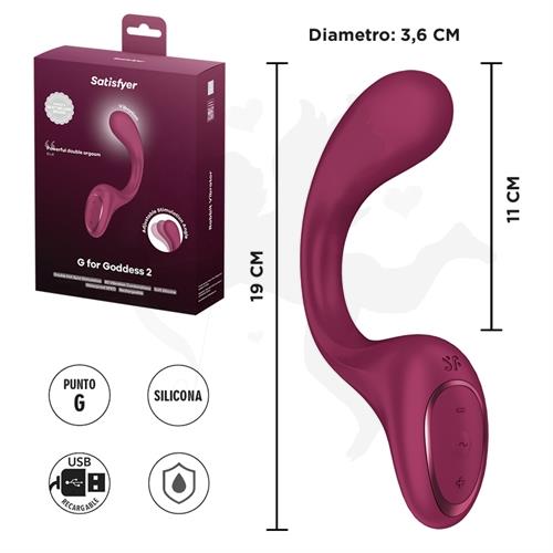 G for Goddess 2 (Wine Red) Estimulador de punto G con carga USB